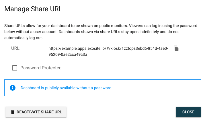 Shared dashboard without a password \(May not be available to all users\)