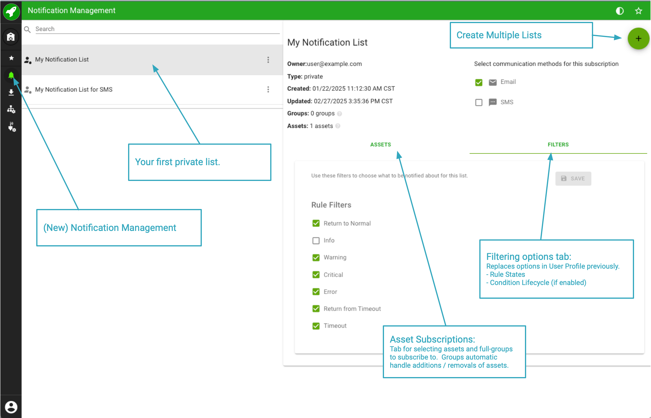 New Notification Management Page