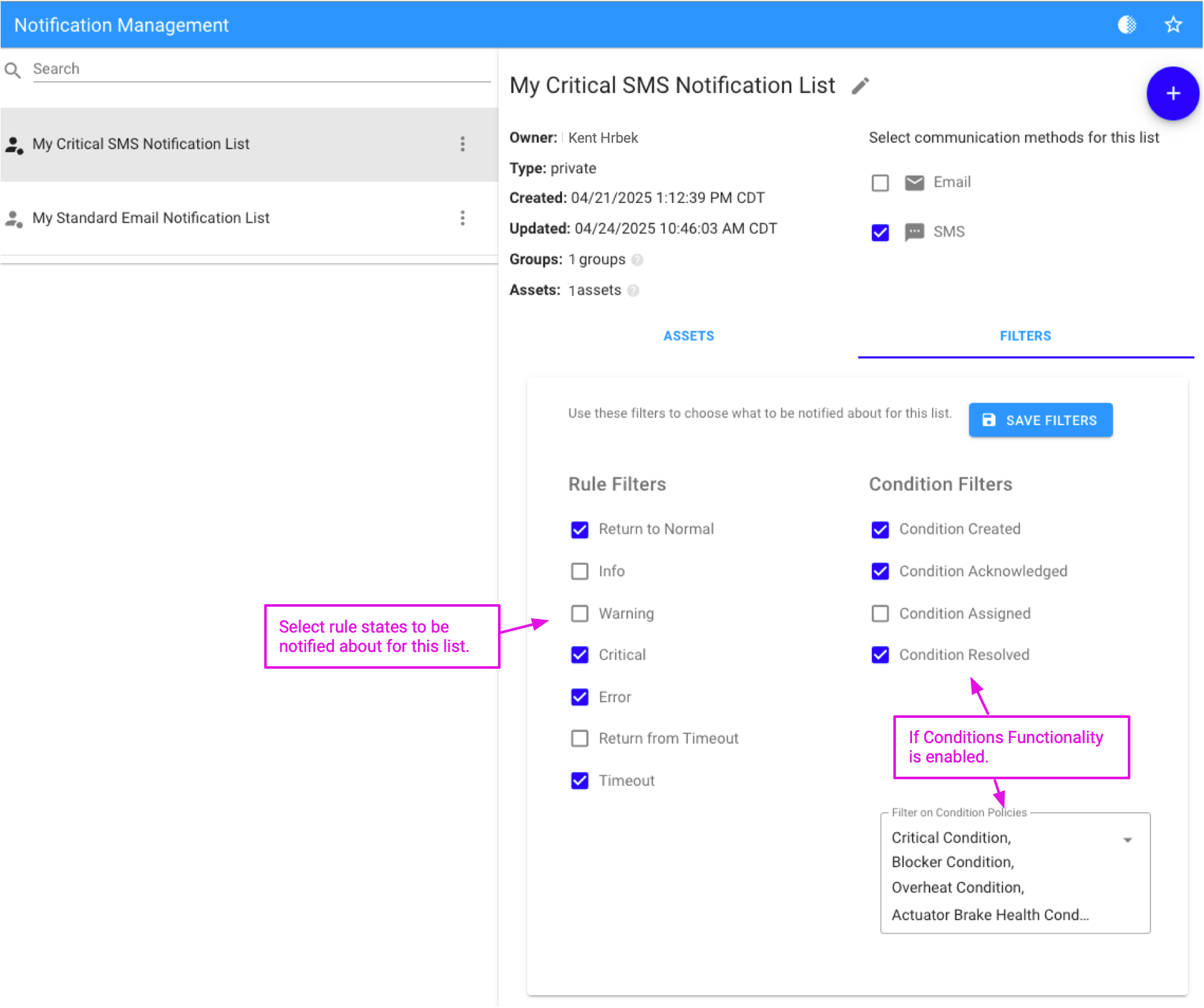 Notification Lists