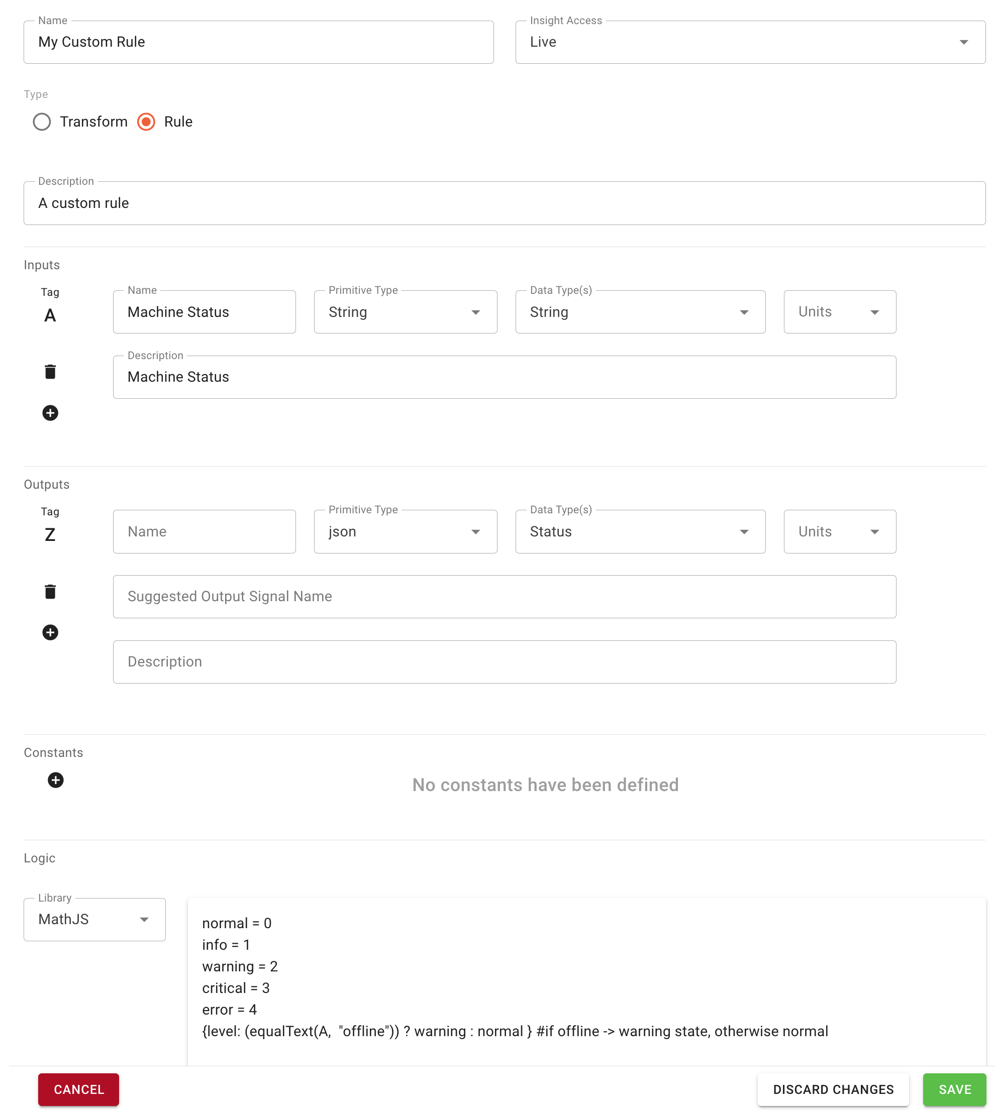 Selecting the Rule type