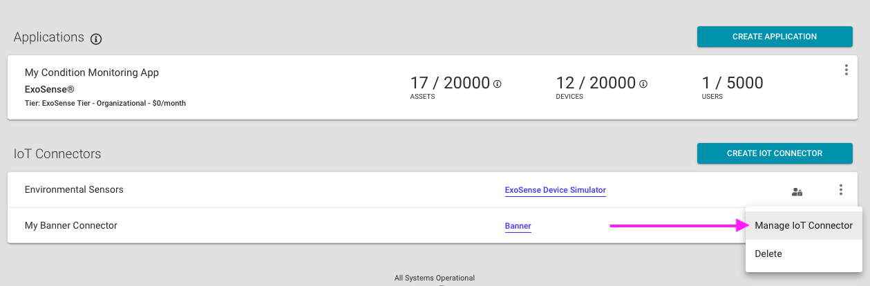 Click Manage IoT Connector